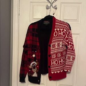 Urban Planet Red and Black Reindeer Cardigan